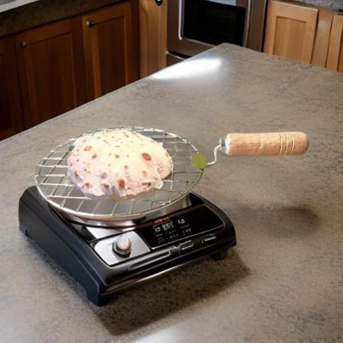 Stainless Steel Papad Roaster Jali With Wooden Handle