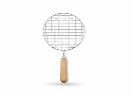 Stainless Steel Papad Roaster Jali With Wooden Handle